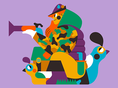 THE HUNTER color palette flat illustration ilustración jhonny núñez