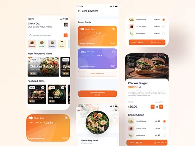 Food Menu booking cards cart food menu mobiledesign payment payment method recipe restaurant table ui ux