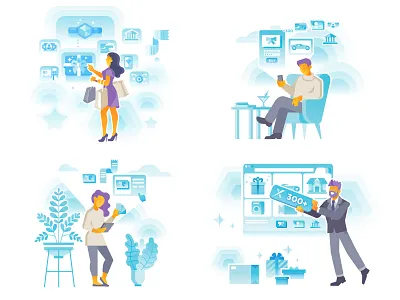 Online shopping bitcoin bonus character crypto flat illustration online paxful sale shopping