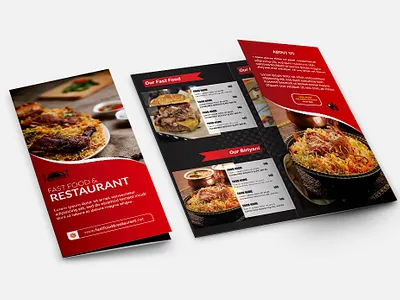 Tri-fold brochure black concept creative design fastfood food food and drink graphic design red restaurant
