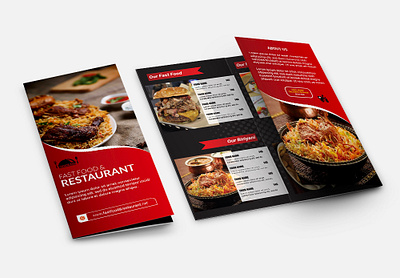 Tri-fold brochure black concept creative design fastfood food food and drink graphic design red restaurant