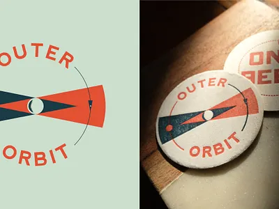 Outer Orbit Pogs brand design branding coaster design illustration logo mid century modern pinball pogs restaurant san francisco space spaceship