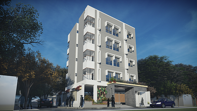 Exterior Render of a Residential Building 3d architecture design exterior design lumion render