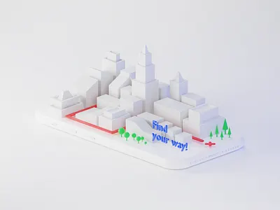 Light City Map 3d apartment b3d blender building city clay cycles illustration iphone light map minimal render simple way white
