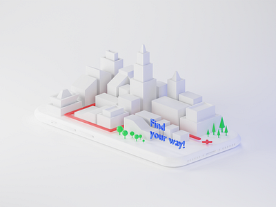 Light City Map 3d apartment b3d blender building city clay cycles illustration iphone light map minimal render simple way white