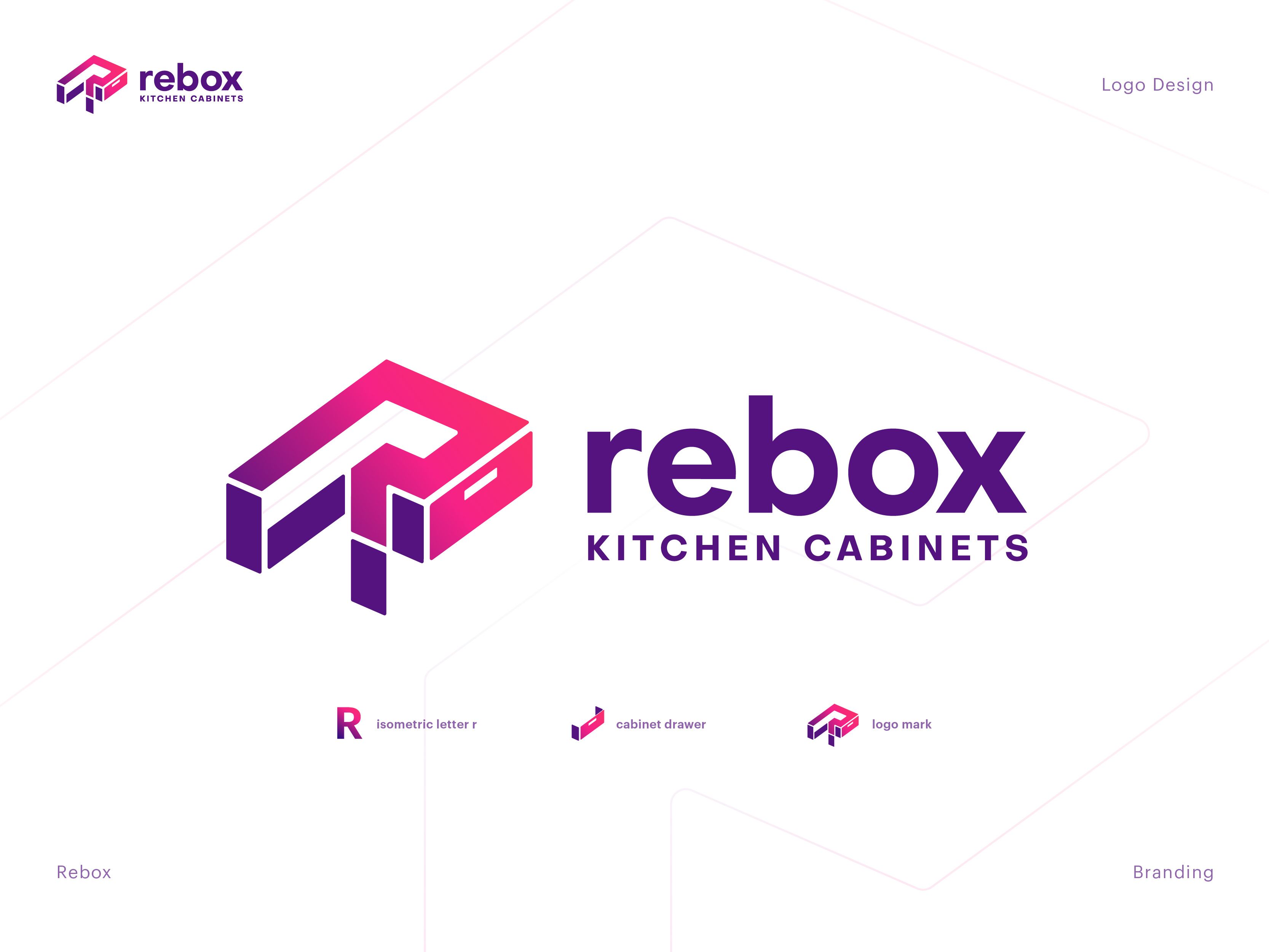 Rebox Kitchen Cabinets (Logo Concept Variation) brand branding cabinet logo design drawer furniture interior isometric logo kitchen kitchen cabinet letter r logo logo logo design logos logotype modern logo monogram typography logo