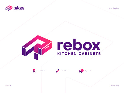 Rebox Kitchen Cabinets (Logo Concept Variation) brand branding cabinet logo design drawer furniture interior isometric logo kitchen kitchen cabinet letter r logo logo logo design logos logotype modern logo monogram typography logo