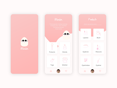 Beauty Blender beauty blender fancy figma illustration makeup mobile modern navigation bar pink trendy typography ui design ux uxui