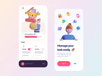 Task Management App - #VisualExploration 3d 3d design 3d illustration app bold card clean colors creative gradient illustration ios minimal onboarding typography ui ui design ux ux design vibrant