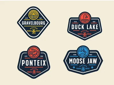 Societe Historique de la Saskatchewan Badges 2/4 badge brand branding design icon identity logo saskatchewan typography vector
