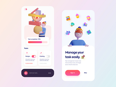 Task Management App - #VisualExploration 3d 3d design 3d illustration app bold card clean colors creative gradient illustration ios minimal onboarding typography ui ui design ux ux design vibrant