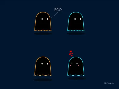 Commitment is scary boo comic cute ghost halloween illustration love relationships