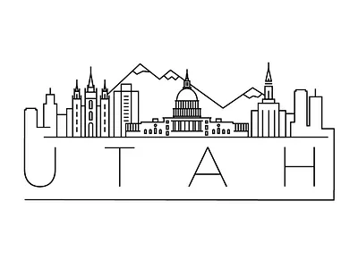 Utah Minimal Skyline america building city design flat icon illustration line linear logo minimal usa utah vector