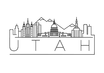 Utah Minimal Skyline america building city design flat icon illustration line linear logo minimal usa utah vector