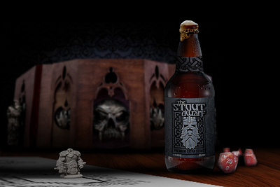 Stout Dwarf Product Mockup D&D beer bottle branding d20 dwarves gm lotr mockup packaging