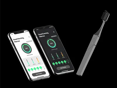 MINT (Dental Hygiene App) Dark Mode app dental dental app dental care dental hygiene design gamification health health app oralhealth product design toothbrush ui ux