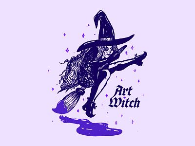 Art Witch adobe illustrator art halloween illustration illustrator inktober magic paint purple spooky typography vector weeklywarmup witch women