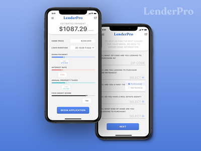 LenderPro Dribbble app calculator app dailyui dailyui004 design mortgage calculator ui ux