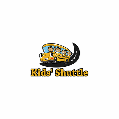 kids shuttle animation design icon logo minimal typography vector