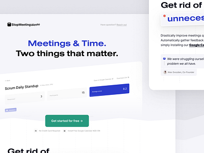 StopMeetingWaste Landing Page digital product hero landing design landing page design landing page ui landing pages marketing landing page marketing page marketing site meeting product landing page website website design website homepage