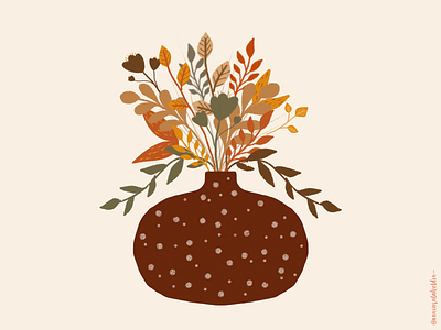 Autumn Vase abstract autumn autumn leaves flat illustration floral flower illustration flowers vase grain texture illustration illustration art nature orange procreate procreate art vase