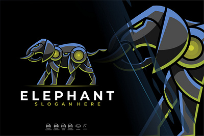 Mecha Robotic Iron Elephant Logo Design animal animal art animal illustration animation branding cyber design elephant futuristic graphic design illustration logo mammals mecha motion graphics robotic thailand ui ux vector