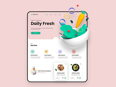 Daily Fresh app design design inspiration interaction interface landing landing design landing page design salad salads ui ui design user interface ux uxdesign web webdesign website design