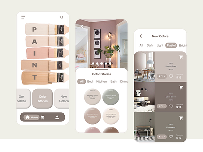 Paint Color Shop Mobile App UI UX Design app color colorful design designer mobile paint palette pastel ui ui ux ux