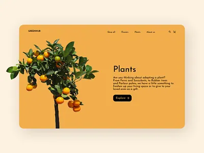 Plants boutique website concept boutique cart category desktop design e shop ecommerce design figma flowers minimal online shop orange plant search bar top navigation web design