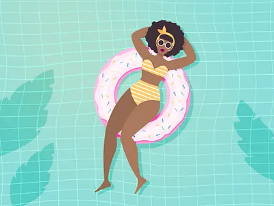 Pool time adobe illustrator character design illustration pool vector vectorart woman illustration