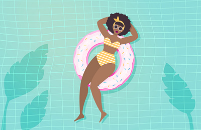 Pool time adobe illustrator character design illustration pool vector vectorart woman illustration