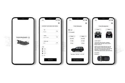 Tyre pressure app app design illustration logo minimal ui ux