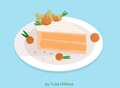 Physalis cake backery berries cake cream food food illustration illustraion physalis sweet tasty vector