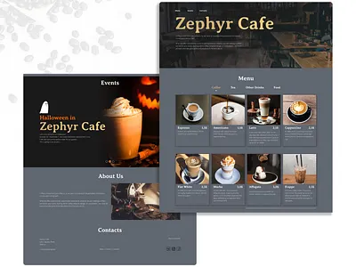 Zephir Cafe Landing Page cafe coffee shop design landing page webdesign