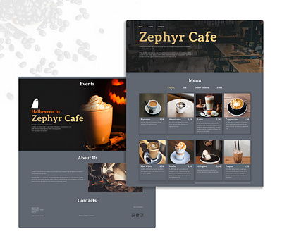 Zephir Cafe Landing Page cafe coffee shop design landing page webdesign