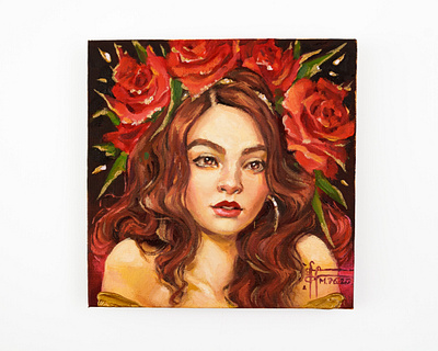 Original Brunette Girl Portrait Small Oil Canvas Painting character art character design female character girl girl character girl illustration girl portrait illustraion illustration art oil oil on canvas oil paint oil painting painting portrait portrait art portrait painting traditional art traditional illustration woman portrait