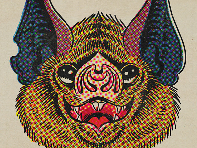 Halftone Bat bat color halftone comics halftone illustration offset photoshop retro retrosupply vintage