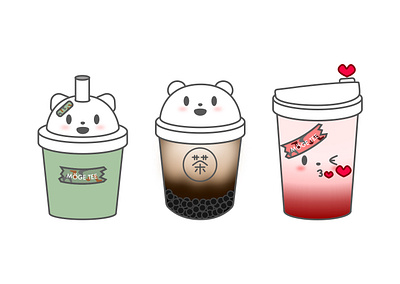 Moge Tee boba tea bubble tea illustration matcha