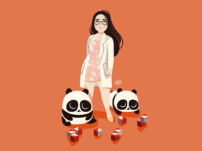 Panda girl girls illustration kohs blocks panda portrait psychologist red