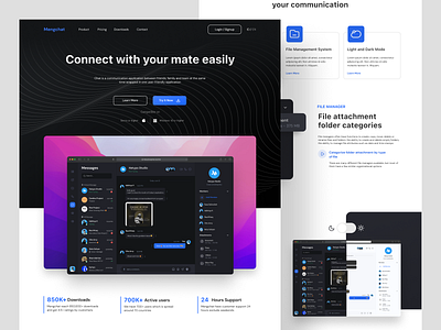 Mengchat - Messanger Dashboard Landing Page chat app clean design group group chat homepage landing page messanger ui video call web website website design
