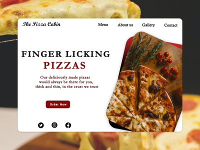 #DailyUI 002 - Landing page for The Pizza Cabin dailyui dailyui002