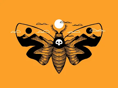 Hide bug digital ink drawing environment hide hide and seek illustration ink inking inktober inktober 2020 inktober2020 landscape moth moths procreate series skull texture wings