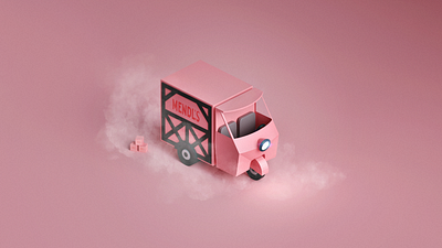 Mendl's Truck 3d car illustration lowpoly mendls model modelling pink render the grand budapest hotel truck wes anderson