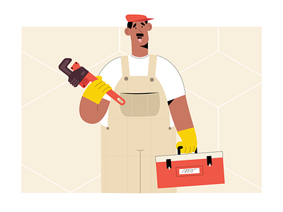 Plumber art art style colour creative design fix home home service illustration plumber plumber services service services vector