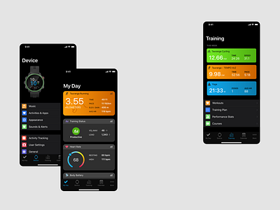 Garmin App Concept - Fitness Tracker app colour concept creative design garmin logo mobile ui ux web