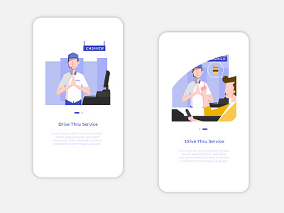 drive thru service character design drive thru flat flatdesign illustration illustrator ilustration mobile app mobile app design mobile ui ui uiux vector web