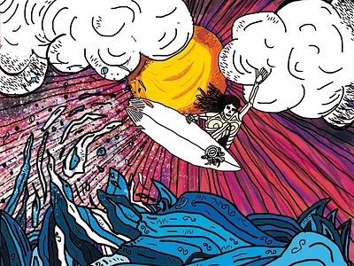 Sunset Surf california design digitalart digitalartwork illustration illustration art photoshop art surf surfer surfers surfing