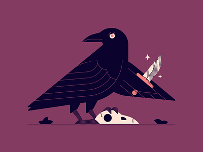 Vectober 30: Ominous illustration inktober inktober2020 knife ominous raven skull vectober vectober2020 vector