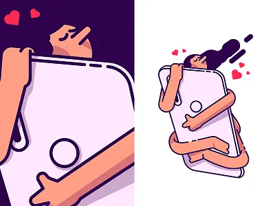 PHONE LOVE art character color design draw illustration illustrator lovely phone series vector