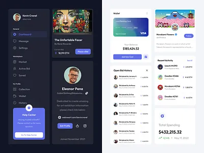 Enefthi - NFT Marketplace Dashboard component crypto cryptocurrency darkmode dashboard design lightmode minimalist nft product system ui ui kit ux